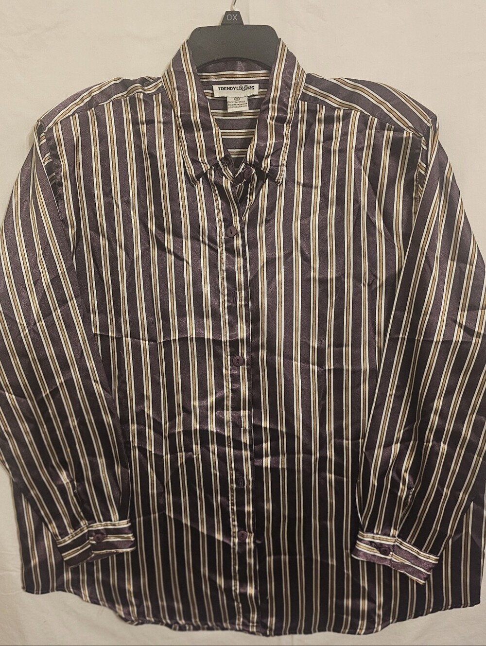 ✨ TRUE VINTAGE 90s / Y2K WOMEN'S STRIPED SATIN SHIRT ✨